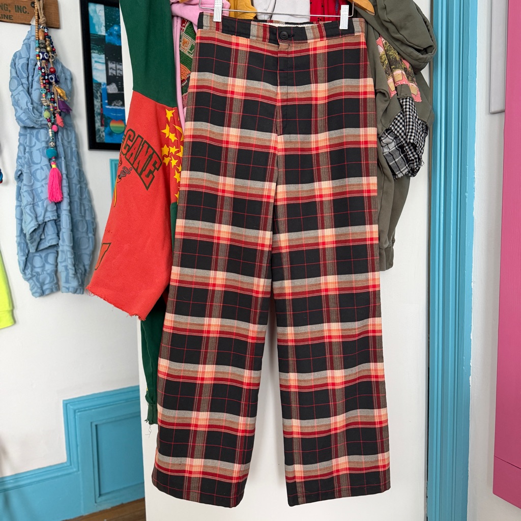 1970s Levi’s “For Me” Plaid Pants Vintage Women’s Levi Strauss Trousers Wide Leg